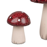 Deko Pilz Herbstzeit H. 10Cm Weiß Rot Aus Terracotta Formano H25