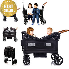 Luxury Double Wagon Stroller 2 Kids Foldable Canopy