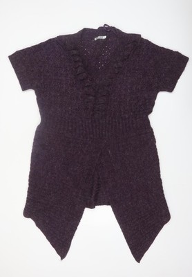 South Lodge Damen Strickjacke lila Strick Rüschen offen Größe M