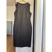 Vintage Guess Textured Black Sheath Dress Sleeveless Bodycon Midi Classic Sz 14