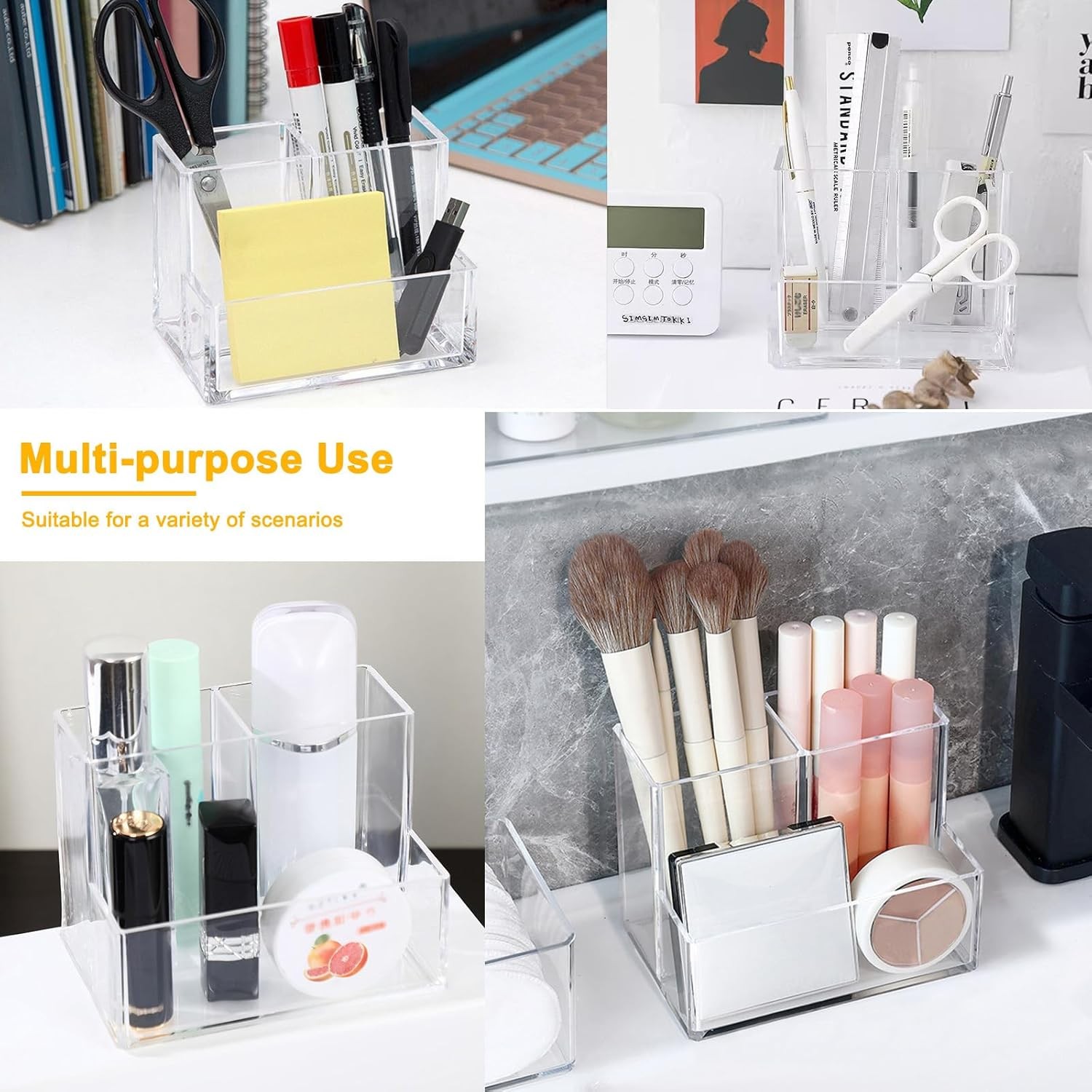 Clear Acrylic Makeup Brush Organizer,Multi-Purpose Cosmetic Brushes 
