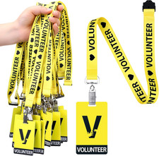 25 Pack Volunteer Lanyard with PVC Plastic Card Pass Volunteer Identification ID