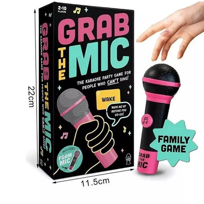 Grab The Mic Fun Music Card Game Family Karaoke Party Board Games 2-10 Players