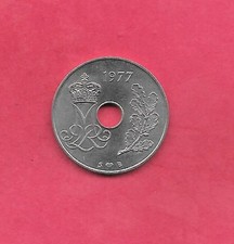 DENMARK KM861.1 1977 UNCIRCULATED-UNC MINT OLD VINTAGE 25 ORE COIN