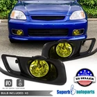 Fits 1999-2000 Honda Civic Bumper Lamps Fog Lights+Switch
