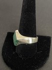 Vintage Heavy Taxco Sterling Silver Malachite Inlay Signet Ring Size 11.75 — photo 2