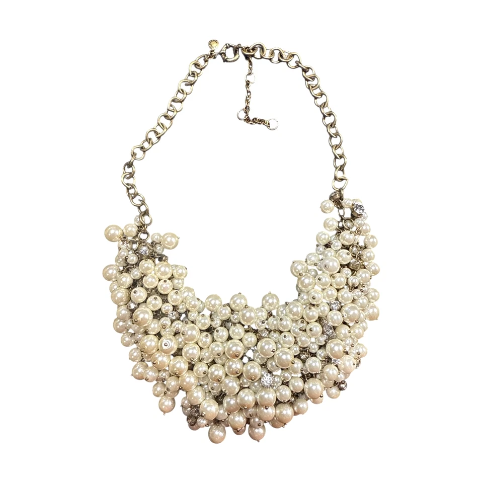 J. Collar CREW Vintage Tono Dorado Imitación Perla y Racimo de Cristal Distintivo JC552 Foto 2 de 4