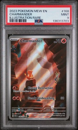 2023 POKEMON MEW EN-151 ILLUSTRATION RARE #168 CHARMANDER PSA 9
