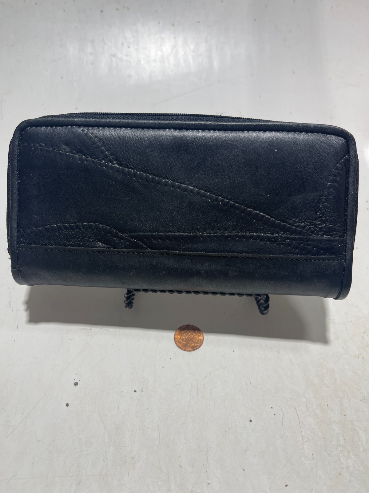 Patchwork Leather Black Zip Multi-Functional  Clu… - image 2