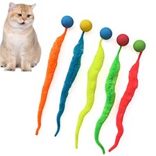Interactive Cat Balls 5 Packs Cat Bouncy Balls with Worm Hour of Entertainmen...