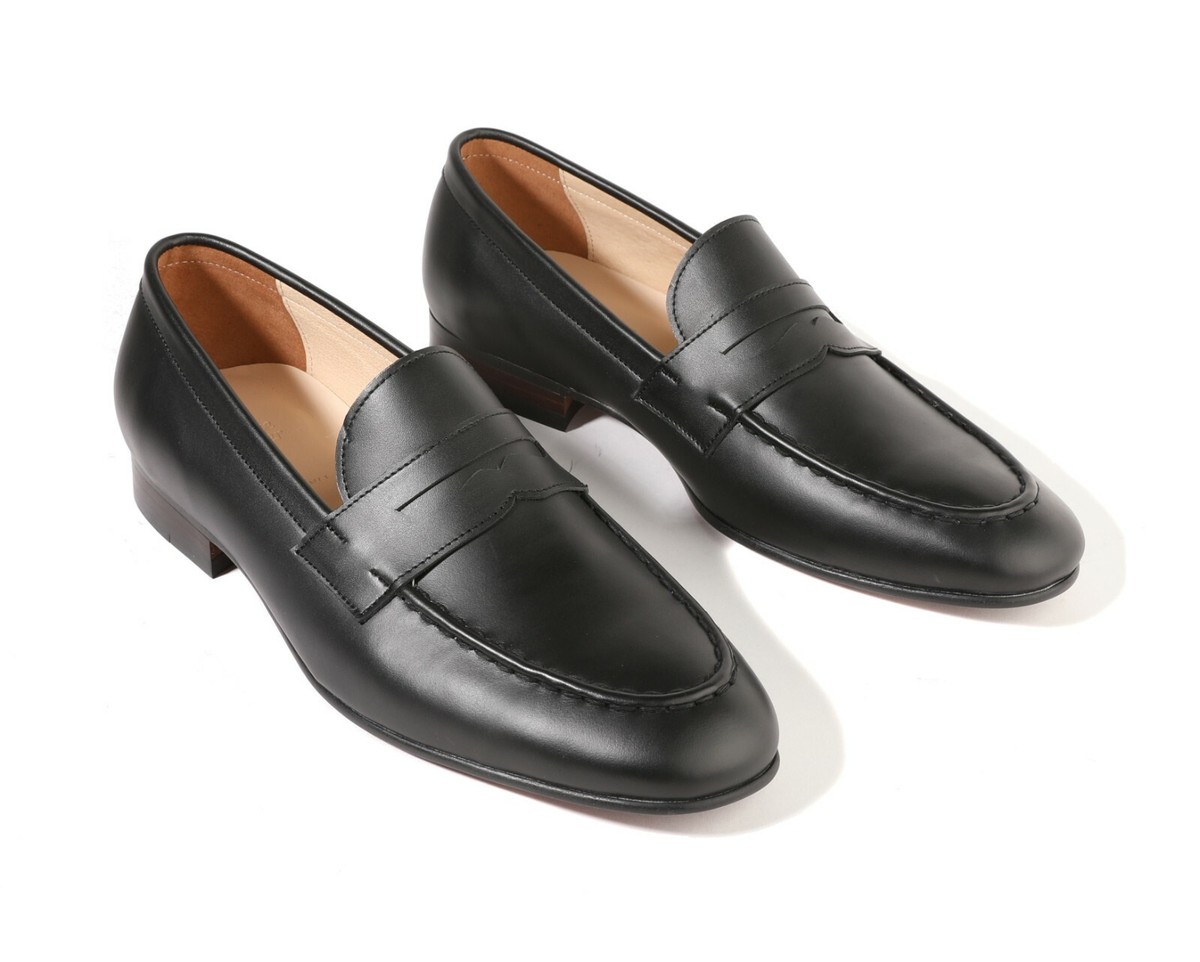 Black Leather Chunky Penny Loafers - Men\'s Dress Slip-Ons Men main image 4
