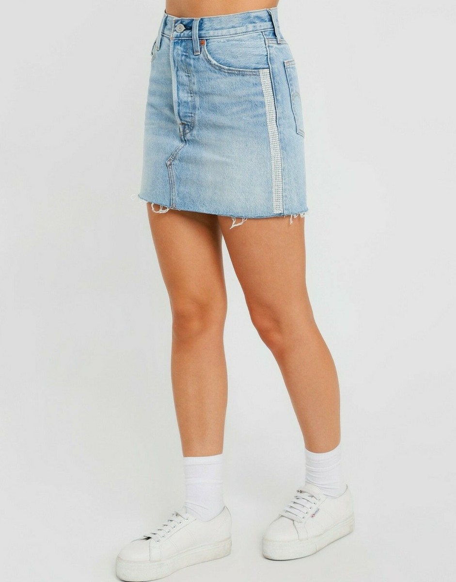 ★ODOR★ Letto raw skirts P0000GEZ $128 NWT LEVI'S Sz31 DIAMONDS STRIP DECONSTRUCTED COTTON