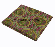 Indian 5 Yard Cotton Handcrafted Hand Block Geometric Print Multicolor Fabric