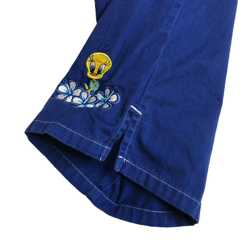 Vintage Looney Tunes Tweety Bird Shorts Girls XL Blue Long Cropped Capri 90s Y2K - Picture 9 of 14