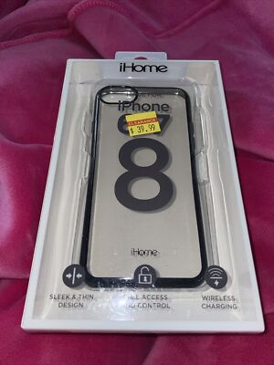 iHome | Lux for iPhone 6,6s or 7 Clear & Black Case Supports Wireless Charging