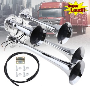 12V Car Truck Train Boat 150DB Super Loud Dual Trumpet Air Horn Chrome Plated