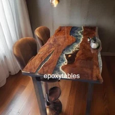 Blue Ocean wave Epoxy Top Dining Table Handmade Kitchen Slab Countertop Decors