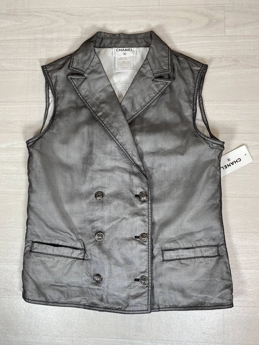 Giacca giubbotto CHANEL organza stratificato grigio taglia 38