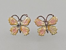 9901791 Earrings Studs 925 Silver Butterfly Hand Enamelled D1.5Cm