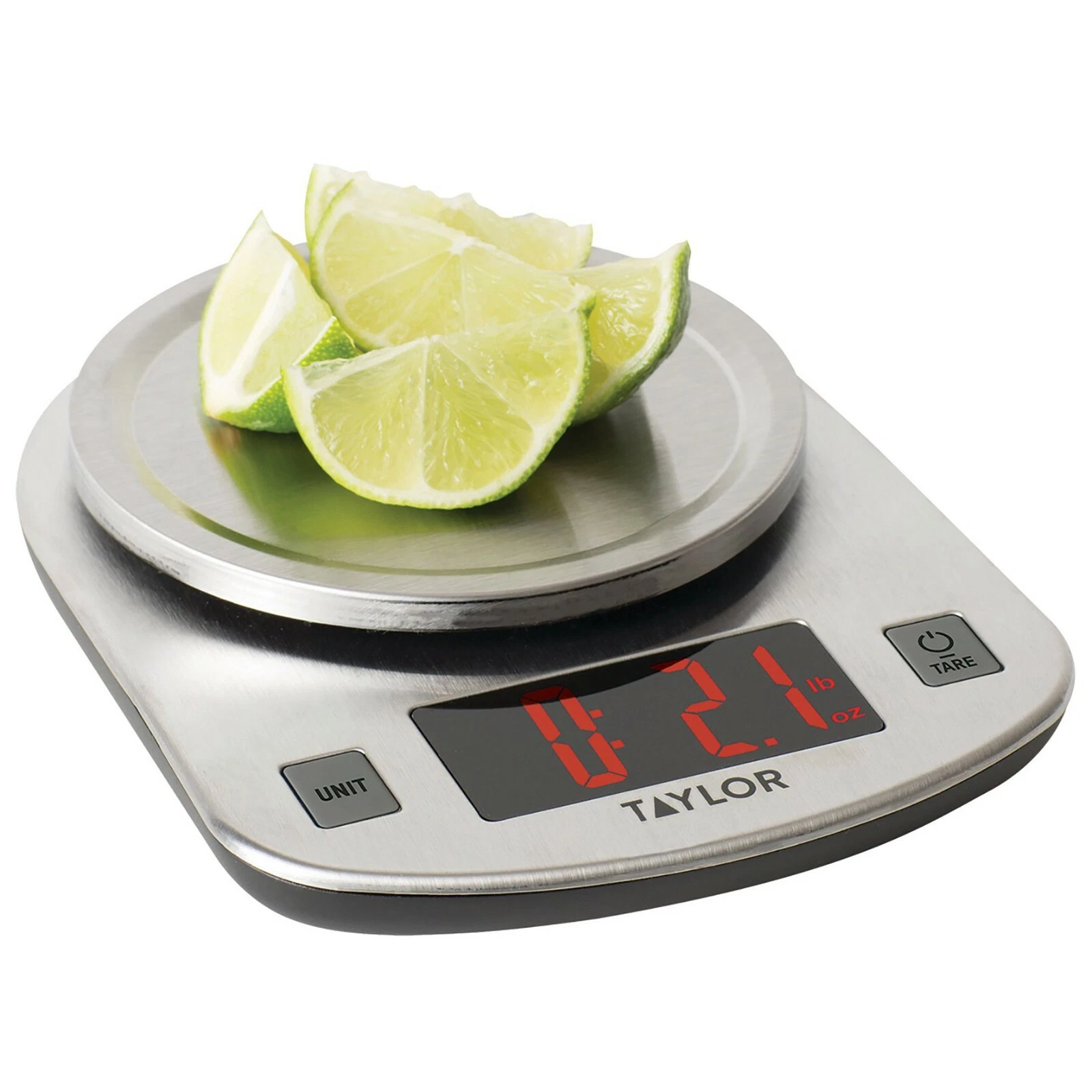 Taylor 11-LB/5-KG STAINLESS STEEL PLATFORM LED KITCHEN SCALE Red Display CLASSIC