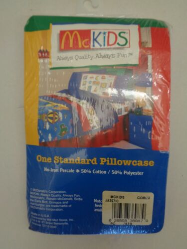 Vtg 90's SEALED McDonald’s McKids Standard Pillowcase ~ BLUE New Old Stock!  - Picture 1 of 2