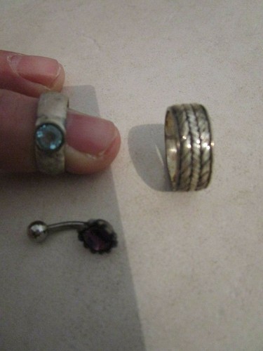 Juego de joyas gótico oscuro de 3 piezas piercing de ombligo anillo tribel plata con piedra - Imagen 2 de 10