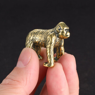 Solid Brass Monkey Gorilla Statue Tea Pet Mini Figure Animal Craft Miniature Toy