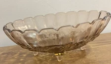 Vtg Mid Century Modern MCM Indiana Glass Oval Bowl Grapes Leaves Footed. EUC