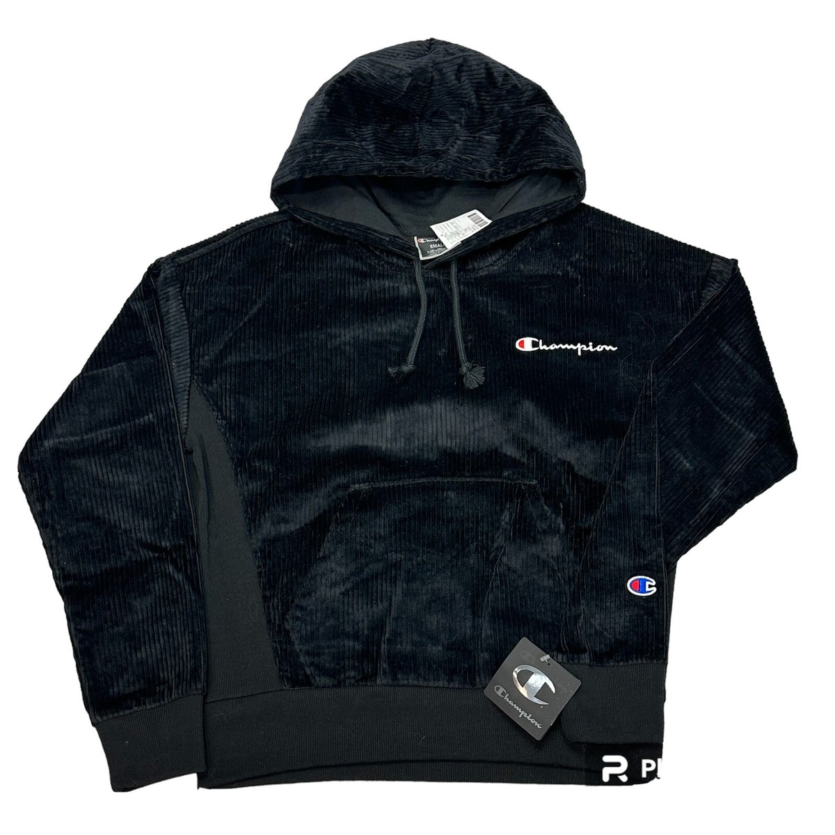 Champion Small Corduroy Cropped Hoodie Pullover Sweatshirt Urban