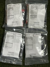 Lot Of 4 MRI Meals Ready To Eat Military Ration Packs Beans/Rice, Spaghetti Chil