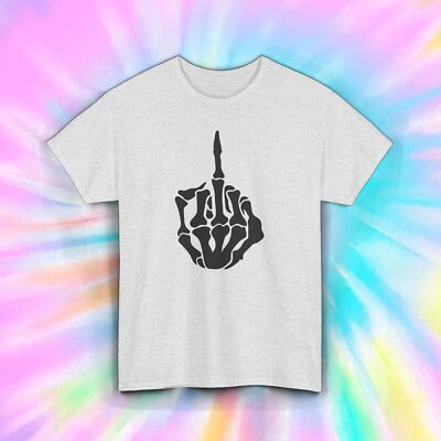 Skeleton Middle Finger T-Shirt | Funny Gothic Skeleton Hand Graphic Tee | S-5XL