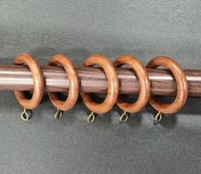Image of Wooden Curtain Drapery Rings with Hook Pole Rod Rings Craft Drapery 16 pcs.