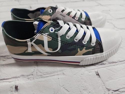 FOCO KU Kansas Jayhawks Womens Canvas Tennis Shoes Cammo Print - Size 11 - NEW - Picture 3 of 12