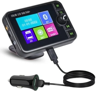 LEEKOOLUU DAB+ Radio Coche Receptor Digital Adaptador Bluetooth WIFI FM Transmisor Cargador