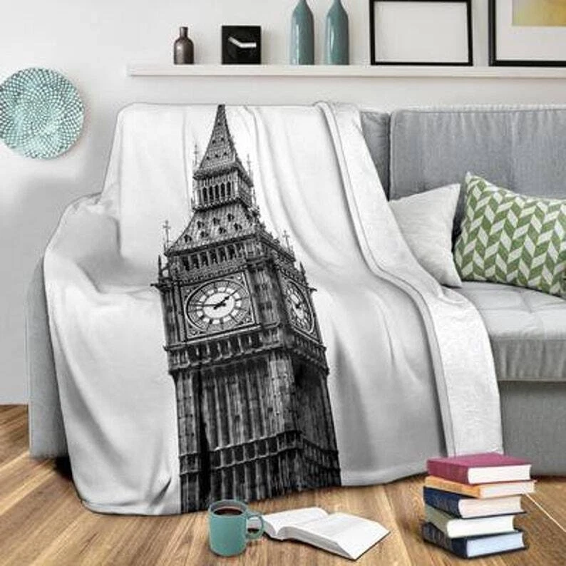 Acogedor sofá sofá cama de felpa Big Ben London manta polar regalo para adultos niños Foto 4 de 4