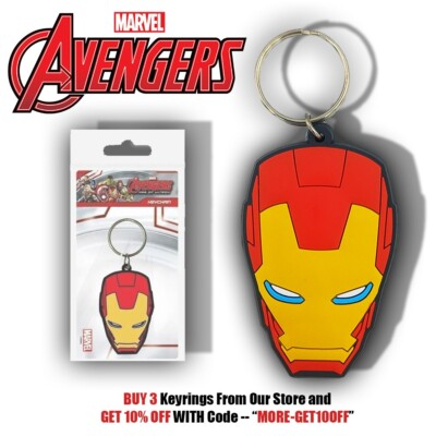 Marvel Avengers Iron Man Official Rubber Keyring Keychain UK