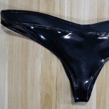 Hommes Latex Slip Brillant String Culotte Taille Basse Sexy Sous Métallique Wet