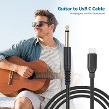 USB C to 6.35mm Music Interfaces Cable Microphones Cord for Guitar Recording
