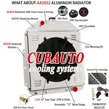 Aluminum 4 Rows Radiator Shroud Fan Fits Ford 1942-1952 F1 F2 F3 Pickup Chevy V8