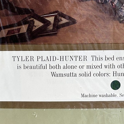 Wamsutta Tyler Plaid Hunter Twin Fitted Sheet Supercale 200 Thread Vintage NOS - Picture 6 of 6