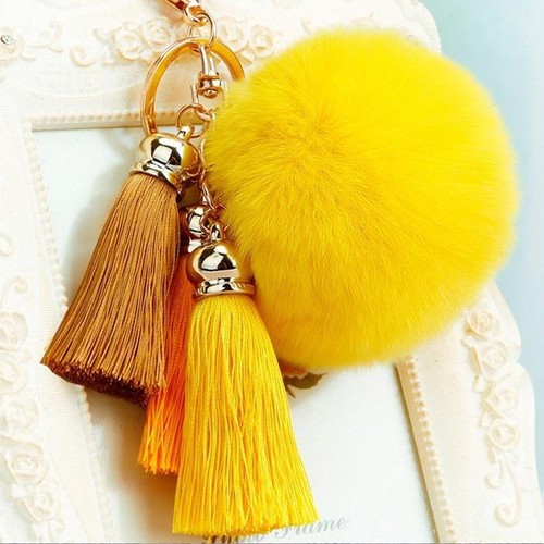 Faux Fur Plush Ball Fluffy Hairball Keychain Clothes Jewelry Pendant Decor 8cm - Picture 11 of 16