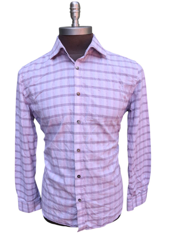 Robert Graham Lavender Purple Check Button Up Dress Shirt Men’s SZ 16.5/42