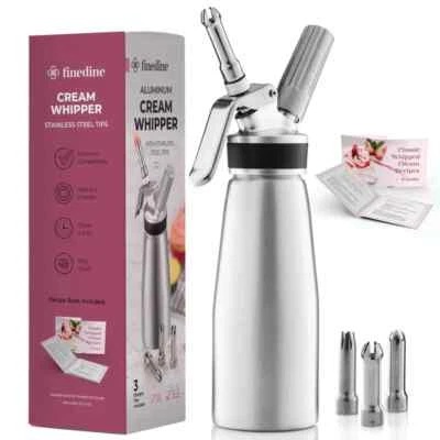 Finedine Professional 500ml Whipped Cream Dispenser Durable Metal Cream Whipper