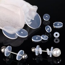 Silicone Earring Backs for Piercings, 50 Pcs Clear Stabilizer Pads 3-12mm
