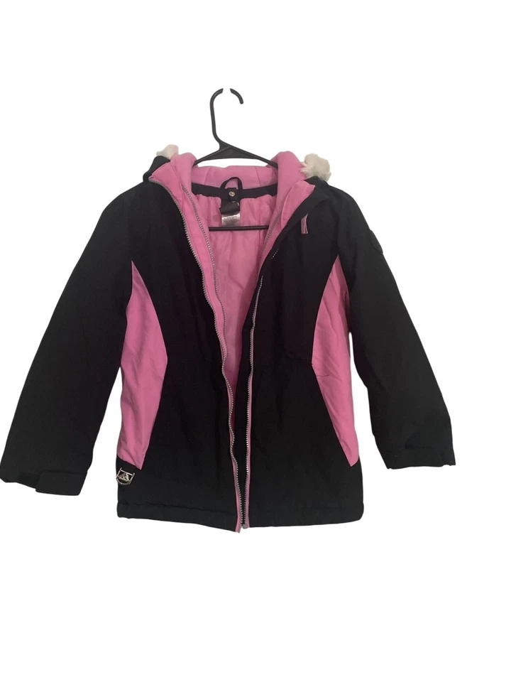 Girls Gerry Pink Black Winter Jacket With Hood Zip Closure SM Snow Ski - Image 2 of 4