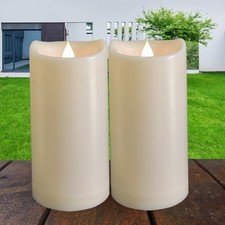 3x6'' Outdoor Flameless Battery Operated Candles with Timer Waterproof Lights