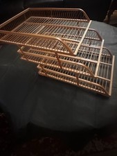 Vtg Bamboo Articulating 3 Tier Desk Letter Pa...