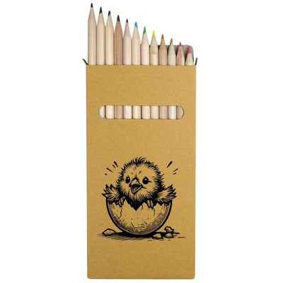 12 x Buntstifte / Bleistift-Set ''Baby Küken schlüpfen'' lang 178 mm (PE00071977)