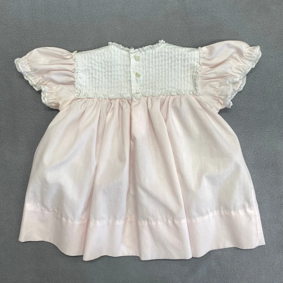 Vestido Vintage Little One Antiguo Niño Pequeño 18-24 Mos Rosa Pálido Manga Corta Foto 2 de 4