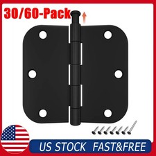 30/60PCS Interior Door Hinge 3.5" x 3.5" Rounded 5/8" Radius, Matte Black NEW